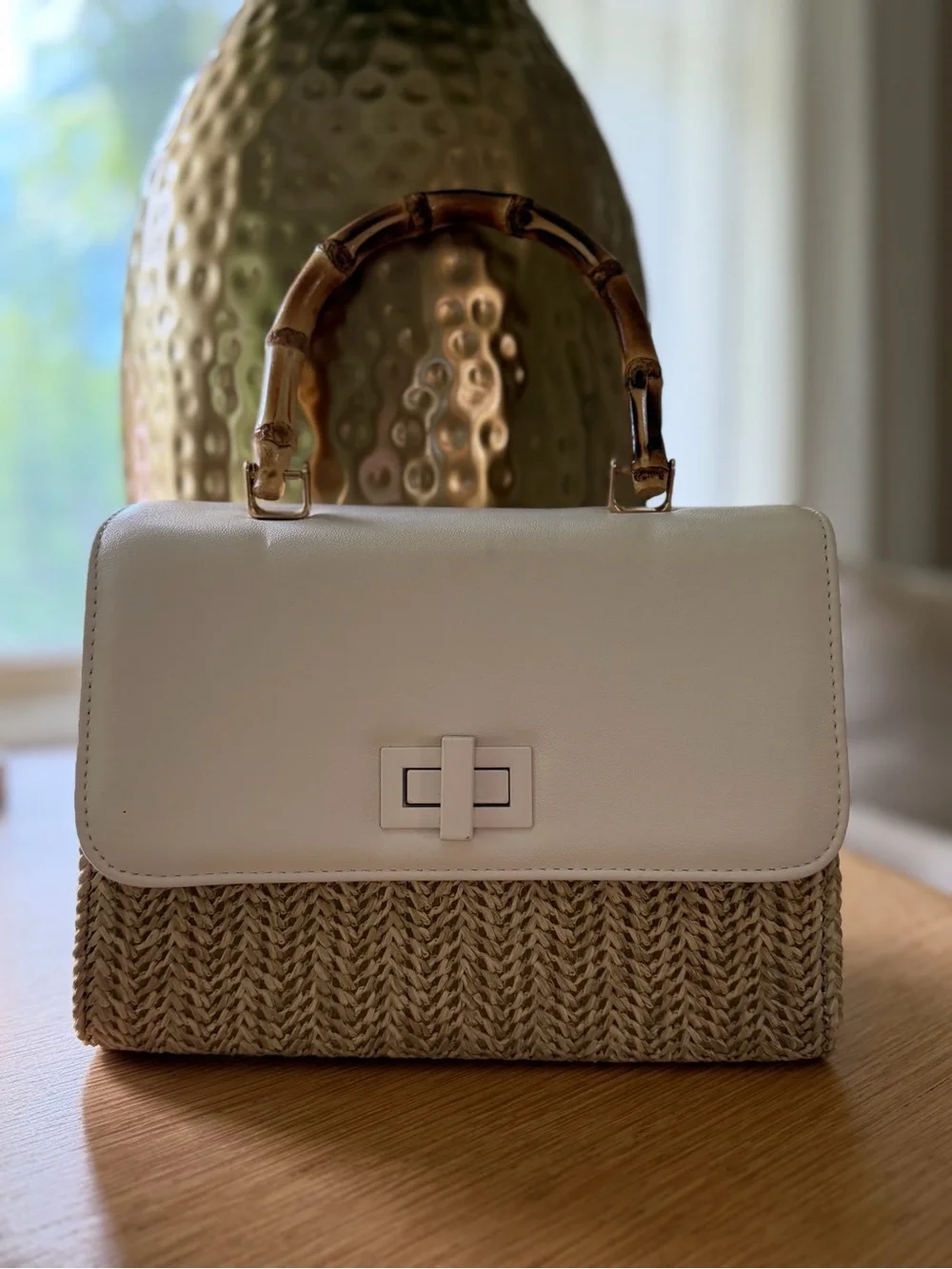 Like Dreams Bamboo Handle Straw Crossbody Bag | New | Summer Vacation Purse